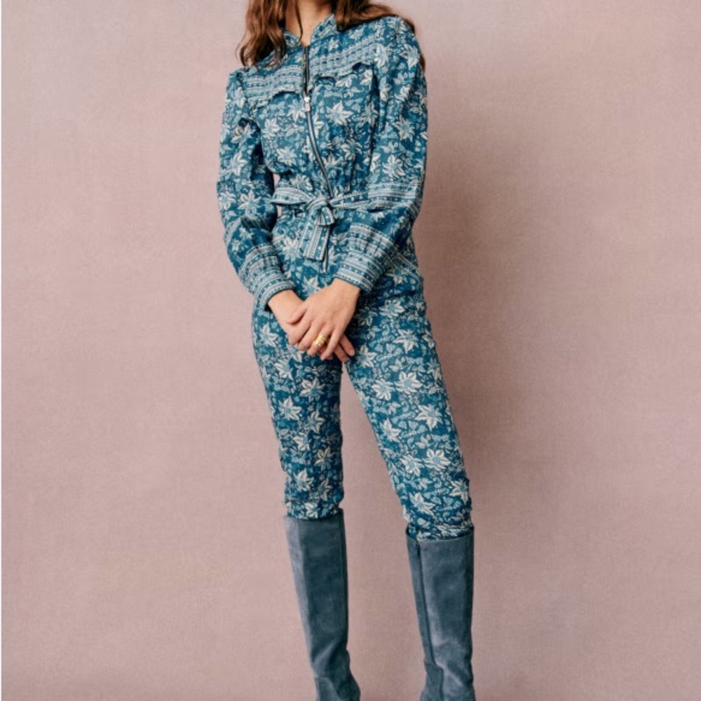 Sezane x Sea New York Edwige Tie Waist Jumpsuit in Dalhia Print